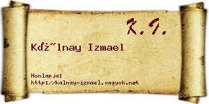 Kálnay Izmael névjegykártya